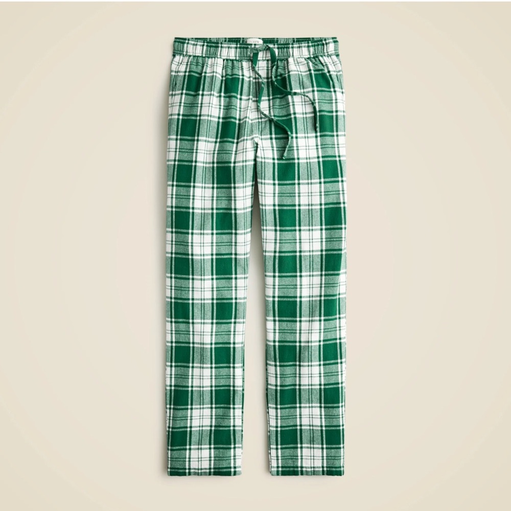J. Crew Flannel Pajama Pants in Green/White